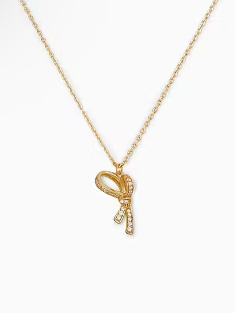 Kate Spade All Tied Up Pave Mini Pendant & Round Crystal Pendant Necklace W Pink